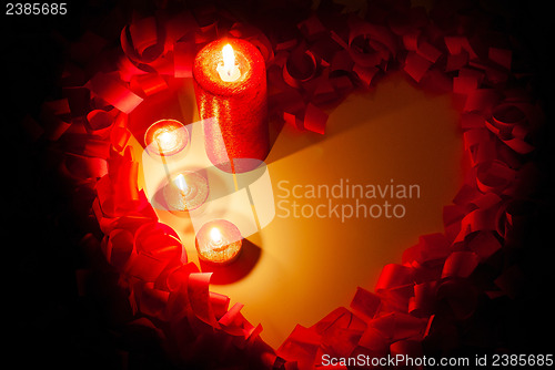 Image of St. Valentine's day greeting background with four burning candles