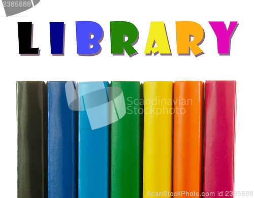Image of Row of colorful books' spines - Library concept