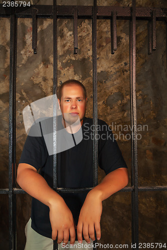 Image of Young man behind the bars