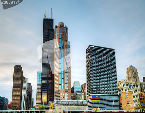 Image of Cityscape of  Chicago in the evening