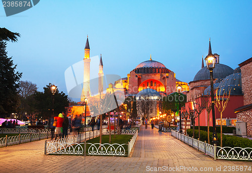 Image of Hagia Sophia in Istanbul, Turkey early in the evening