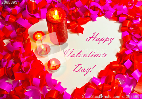 Image of St. Valentine's day greeting background with four burning candles