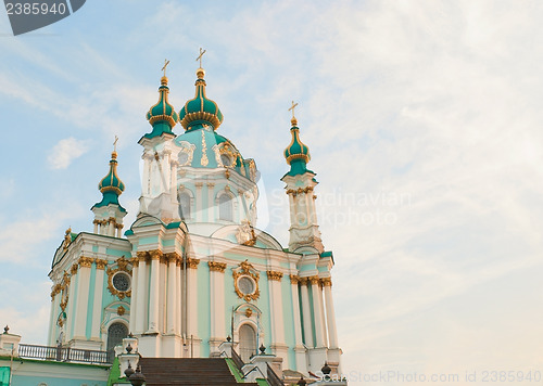 Image of St. Andrew church in Kiev, Ukraine in the morning