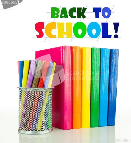 Image of Row of colorful books - Back to school concept