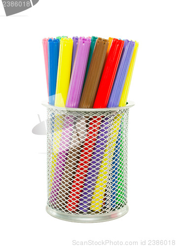 Image of Metallic socket with colorful felt pens
