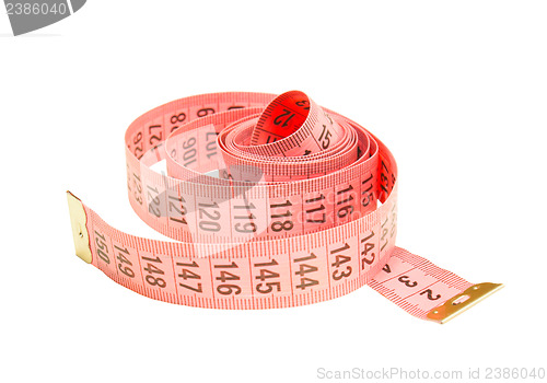 Image of Curled pink measuring tape