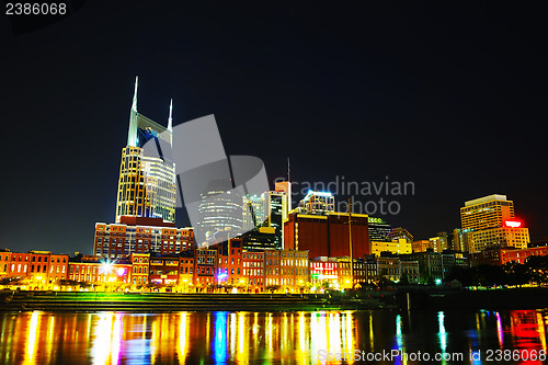 Image of Downtown Nashville cityscape in the night