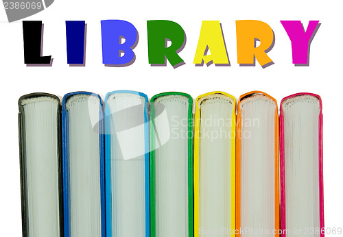 Image of Row of colorful books' spines - Library concept