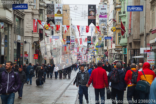 Image of  Crowded Istiklal street in Istanbul