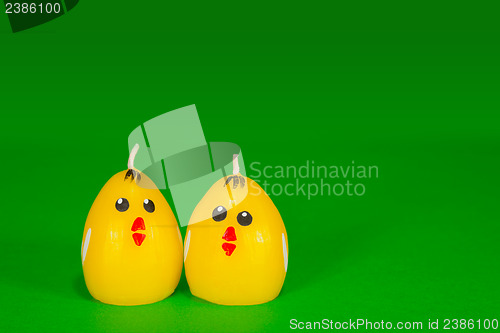 Image of Two yellow chicken candles