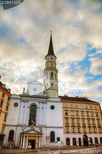 Image of St. Michael's Church in Vienna at sunrise