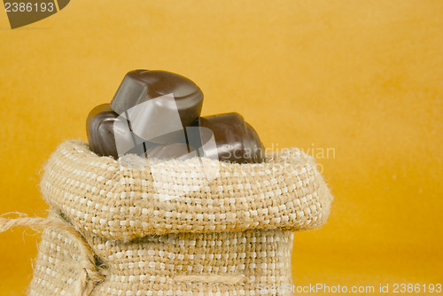 Image of Close up of the sack full of chocolate candies