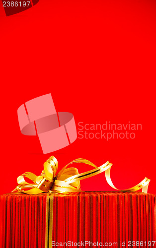 Image of Wrapped box against red background