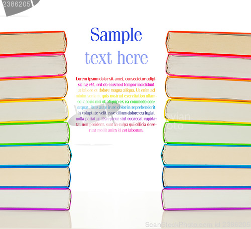 Image of Stacks of colorful books - library concept