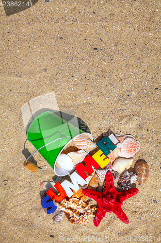 Image of Summer background with shells on sand