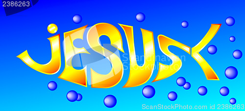 Image of Fish illustration with word Jesus embedded in it