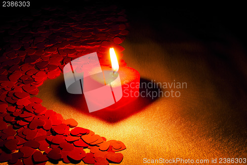 Image of Burning heart shaped candle