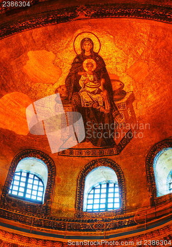 Image of Interior of Hagia Sophia in Istanbul, Turkey early in the mornin