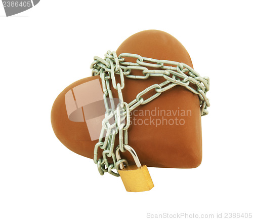 Image of Heart shaped chocolate tied up with chains