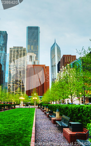 Image of Downtown Chicago, IL at sunset