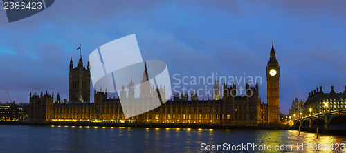 Image of Parliament building with Big Ben panorama in London