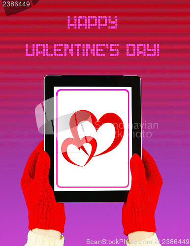 Image of Tablet PC with Valentine's Day greeting