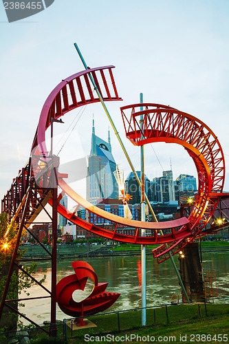 Image of Downtown Nashville cityscape in the evening