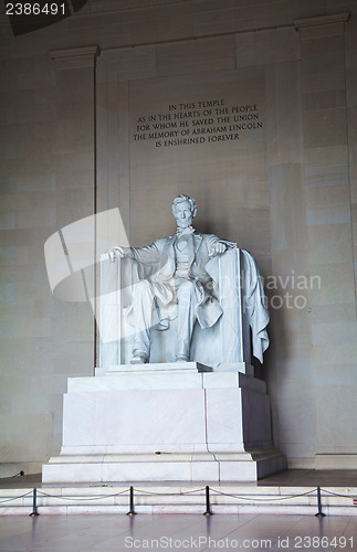 Image of Abraham Lincoln's statue inside his memorial