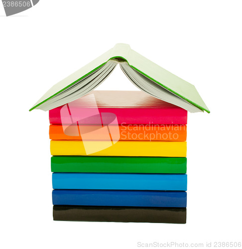 Image of Stack of the colorful books isolated on white