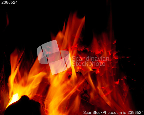 Image of Burning coal in a furnace