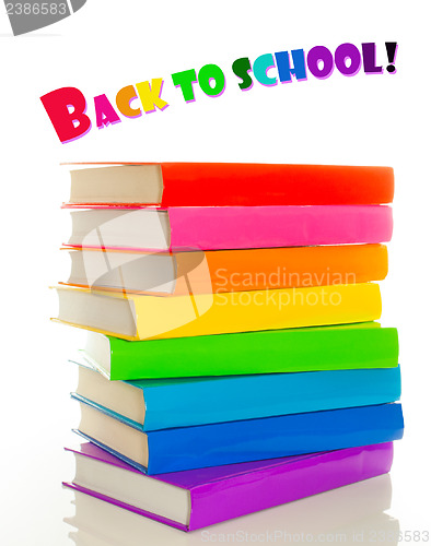 Image of Stack of colorful books - back to school concept