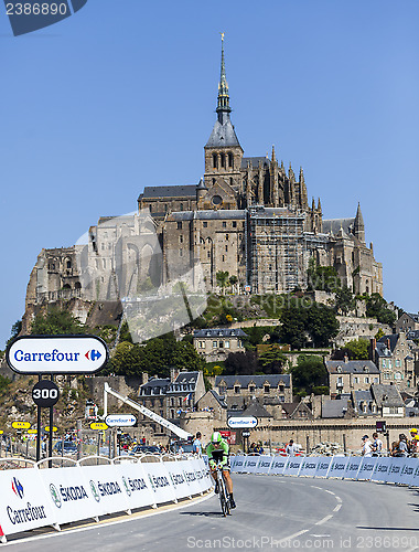 Image of Cycling in Front of Le Mont Saint Michel