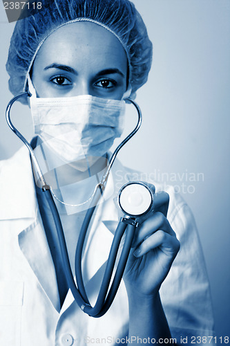 Image of Young doctor with stethoscope.