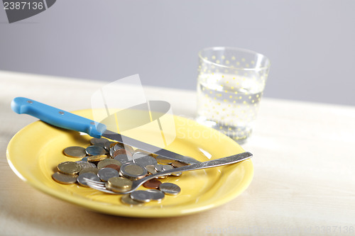 Image of Euro coins in a plate