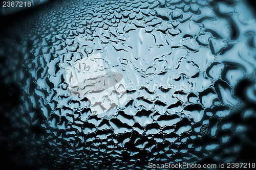 Image of Green drops of water - light from backside. Macro