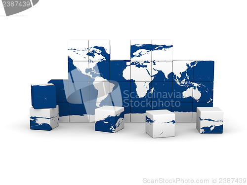 Image of World map made of blocks