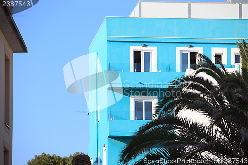 Image of Blue apartment block