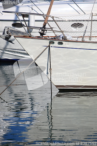 Image of Bows and mooring lines on a boat