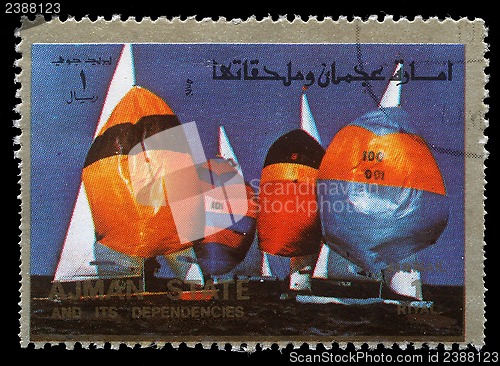 Image of Stamp printed in the Ajman shows Sailing, Summer Olympics