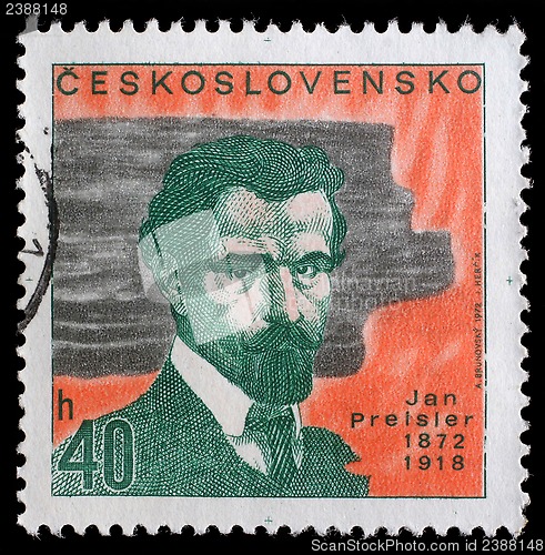 Image of Stamp printed in Czechoslovakia, shows portrait Jan Preisler
