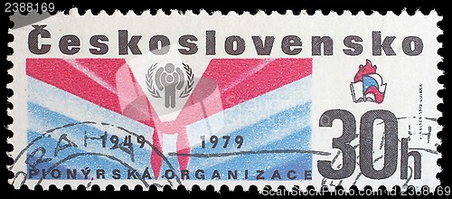 Image of Stamp from Czechoslovakia shows image commemorating the 30th anniversary of the Pioneer movement for children in Czechoslovakia