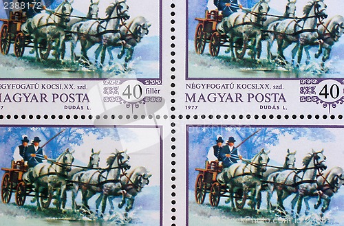Image of Stamp printed by Hungary, shows World champion Imre Abonyi, driving four-in-hand