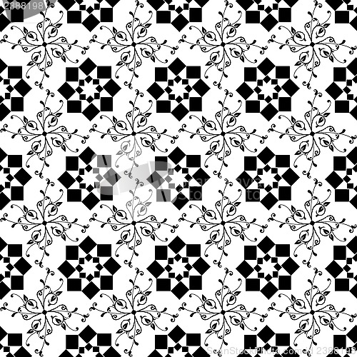 Image of  seamless geometric and floral pattern 