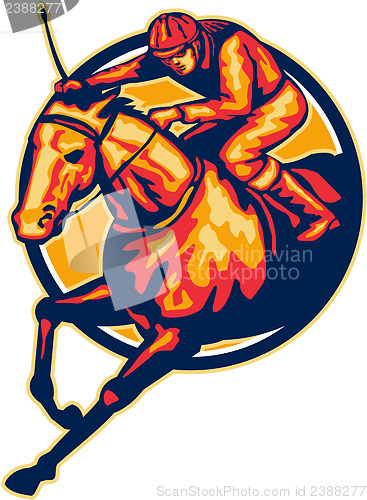 Image of Horse and Jockey Racing Retro