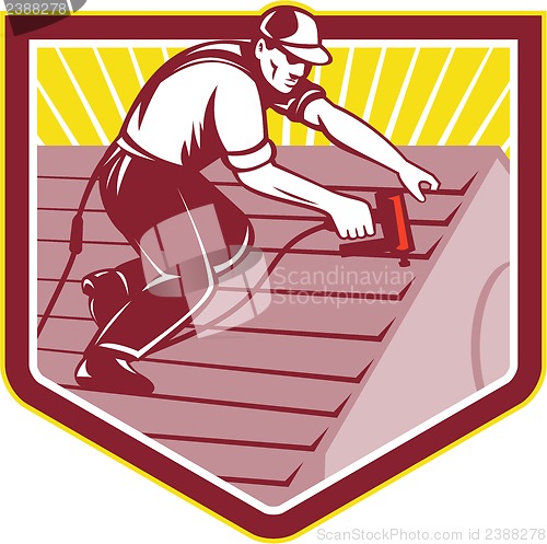 Image of Roofer Roofing Worker Retro