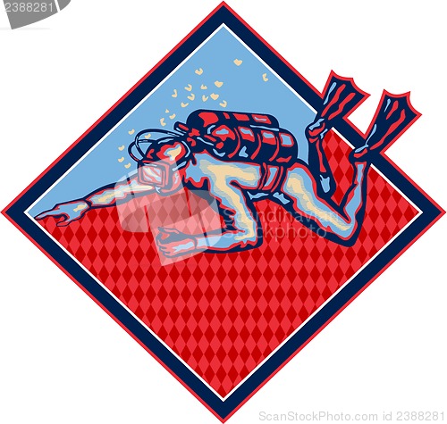 Image of Scuba Diver Diving Retro