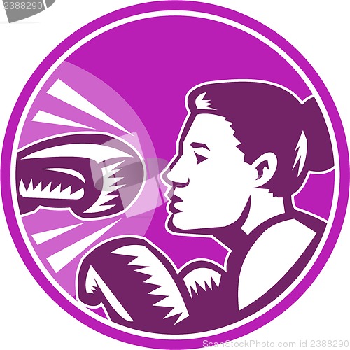 Image of Female Boxer Punch Retro