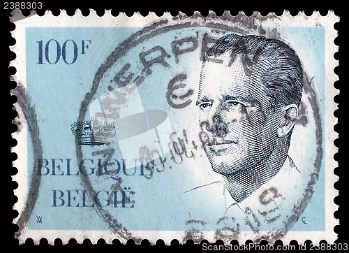 Image of Stamp printed in BELGIUM shows image portrait Albert II is the current King of the Belgians