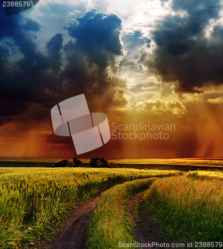 Image of dramatic sky over road