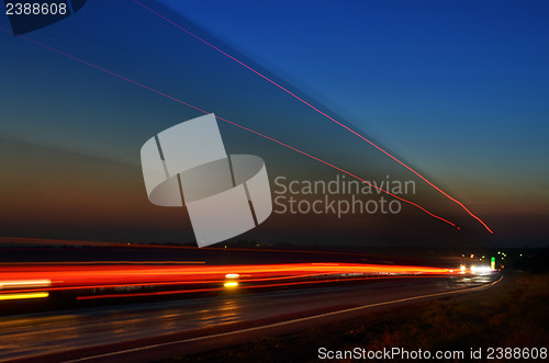 Image of motion on road in the night